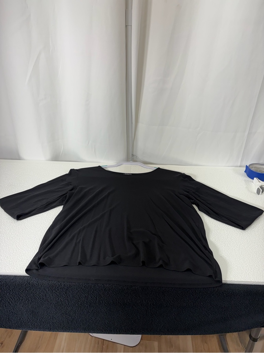 Eileen Fisher Black Long-Sleeve Scoop Neck Top 100% Silk 3418 - Picture 11 of 11